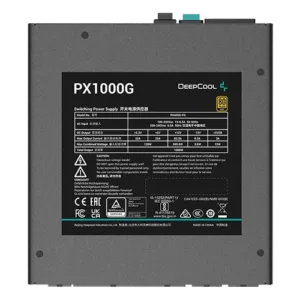 PX1000G 80 Plus Gold 1000W Modular Power Supply specifications label.